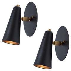 Pair of 'Lupita' Sconces in Black & Brass by Alvaro Benitez