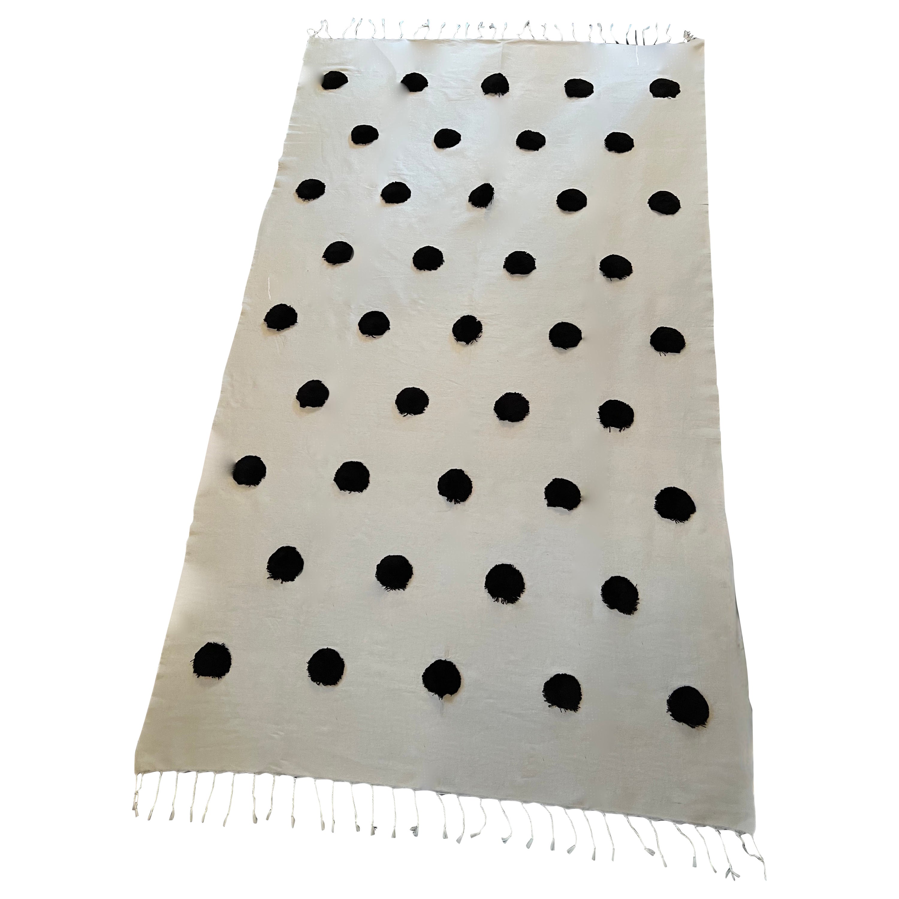 Turkish Woven Blanket or Throw with Raised Pom Pom Dots For Sale