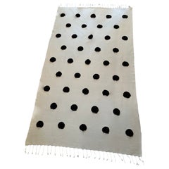 Turkish Woven Blanket or Throw with Raised Pom Pom Dots