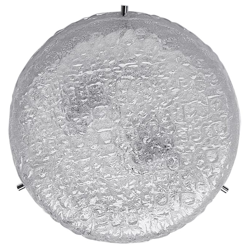 German Vintage Textured Murano Glass Flush Mount, 1960s For Sale