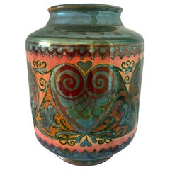 Vintage Pilkington's Lustre Vase Decorated with Stylised Owl’s Face, 1920