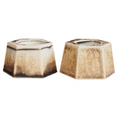 Keihatsu 2 Pack Raku Tealight Candle Holder, Obvara, Handmade Ceramic Decor