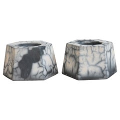 Keihatsu 2 pacchetti di portacandele Raku, Raku affumicato, decorazione per la casa in ceramica fatta a mano