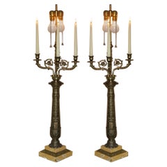 Pair of Huge Warren Kessler New York 4 Branch Candelabra Table Lamps