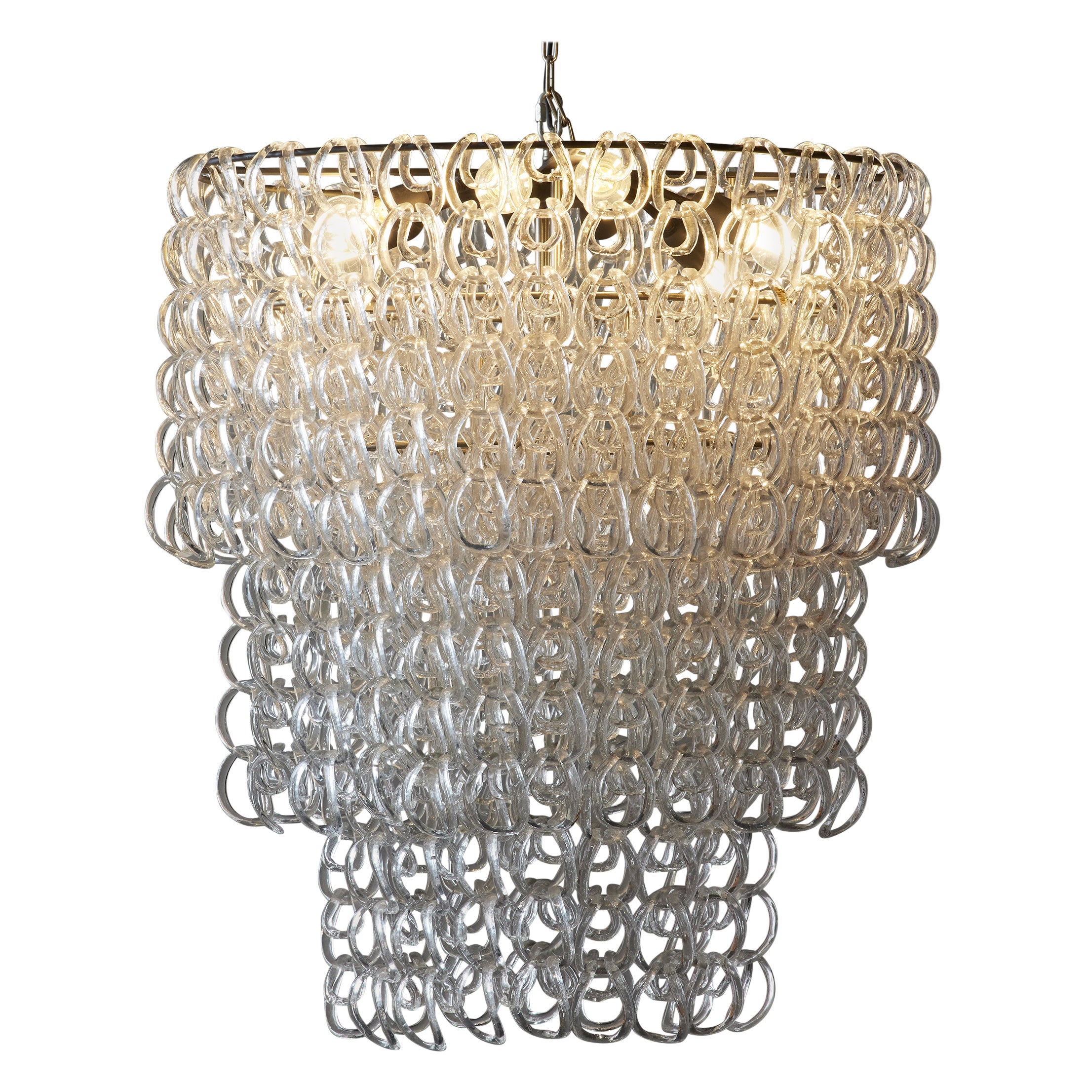 Oval Glass Chandelier by Angelo Mangiarotti for Vistosi For Sale