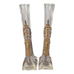 Antique pair of single flower vases by baccarat 