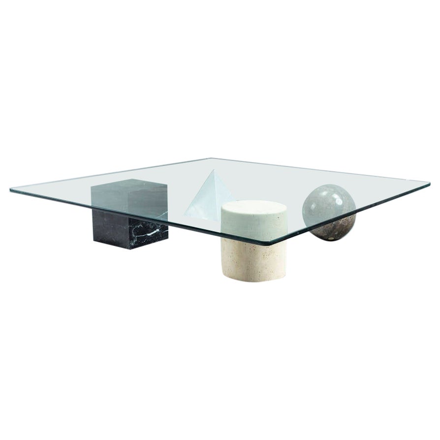 Marble and Glass Metafora Table, Massimo Vignelli, Italy, 1970s For Sale