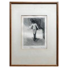 Vintage Art Classic Nude Etching 