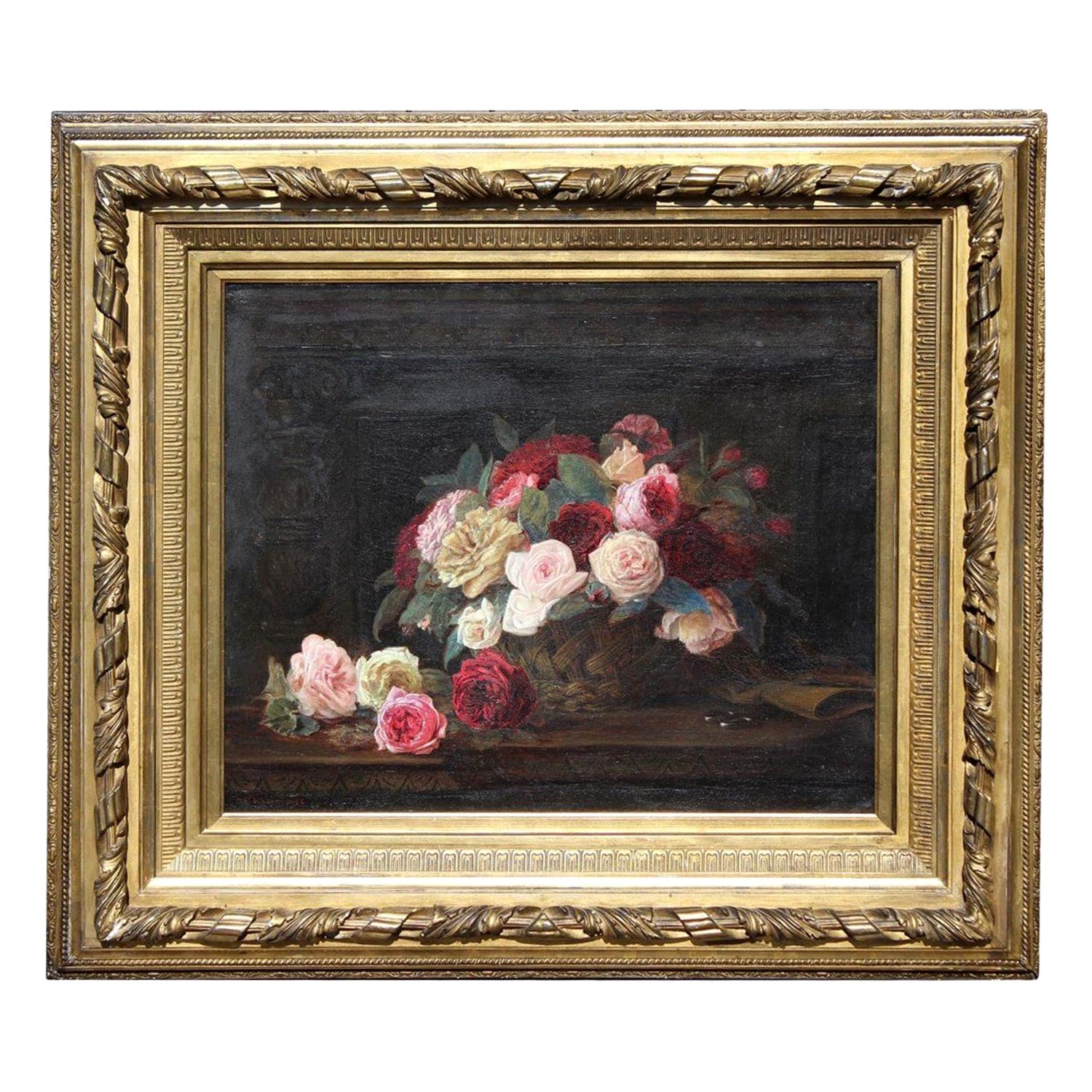 19th Century English Oil Painting with Flowers by John William Waterhouse