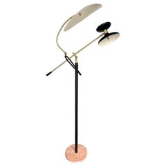 Mid-Century Modern  Reading Floor Lamp Brass lacquered Metal, Italy, 1950s