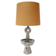Used Sculptural French Fat Lava Ceramic Table Lamp by Louis Giraud, Vallauris France