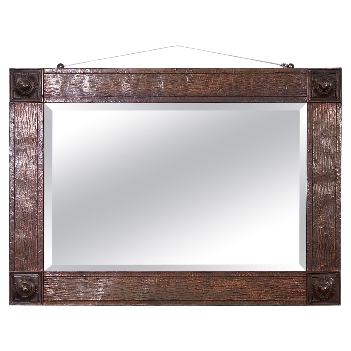 Arts & Crafts Rectangular Copper "Bark" Mirror