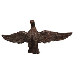 Wide Antique Carved Wooden Eagle from France, Circa 1810