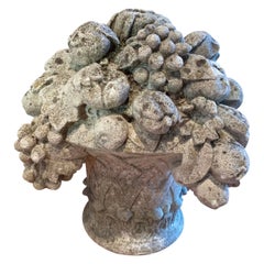 19th Century, French Stone Basket of Fruit
