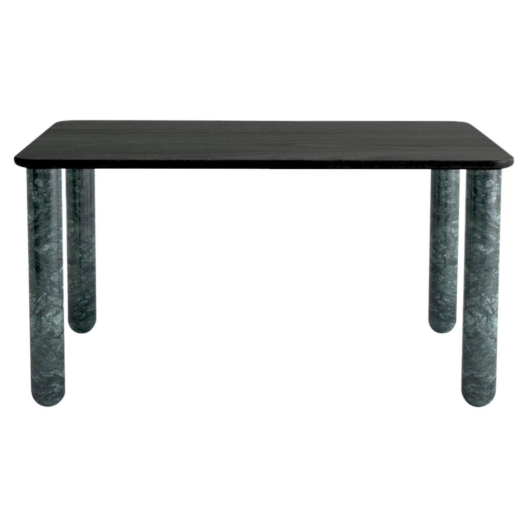 Medium Black Wood and Green Marble "Sunday" Dining Table, Jean-Baptiste Souletie