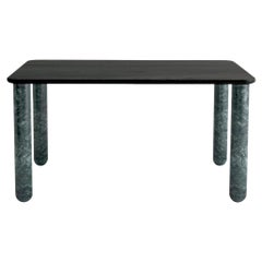 Medium Black Wood and Green Marble "Sunday" Dining Table, Jean-Baptiste Souletie