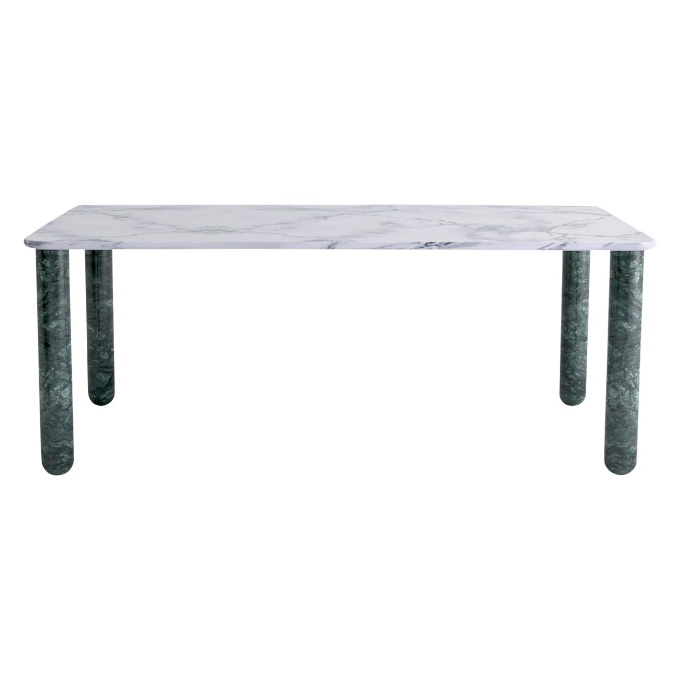 Xlarge White and Green Marble "Sunday" Dining Table, Jean-Baptiste Souletie