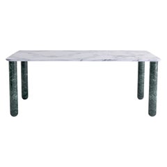 Xlarge White and Green Marble "Sunday" Dining Table, Jean-Baptiste Souletie
