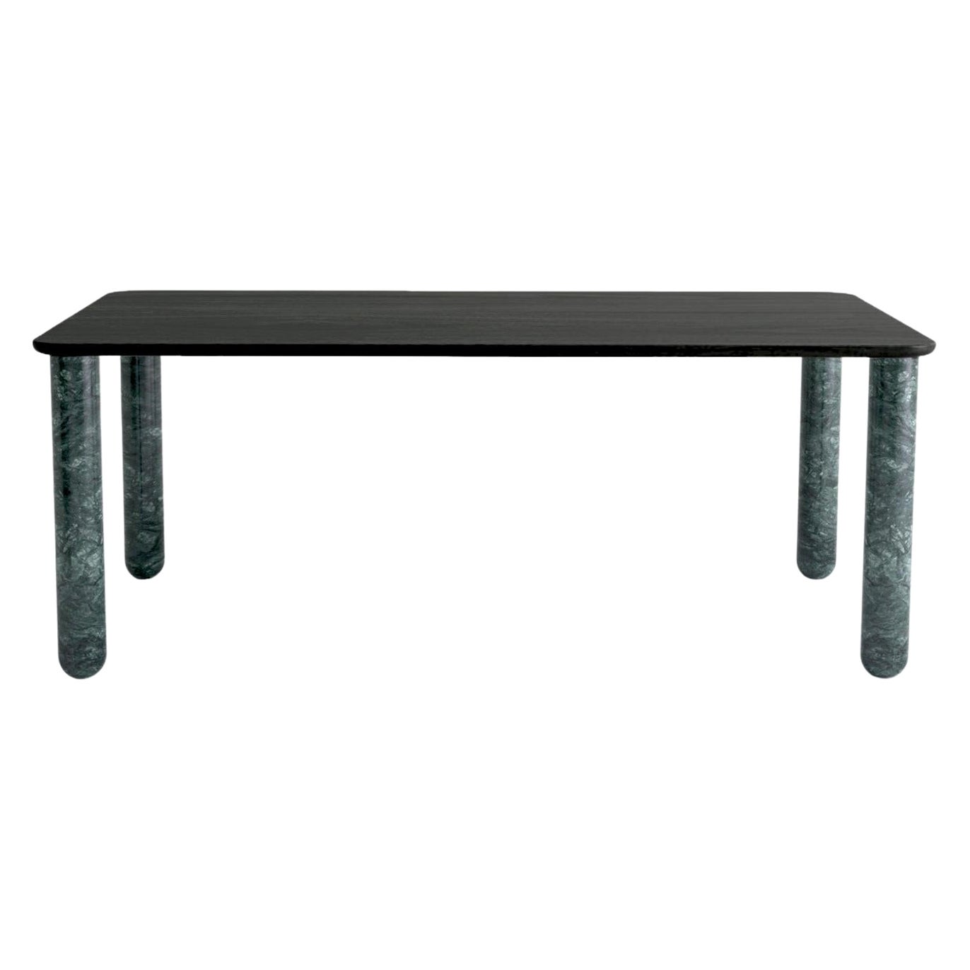 XLarge Black Wood and Black Marble "Sunday" Dining Table, JeanBaptiste