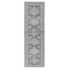 Antique Persian Hamadan Runner with All-Over Medallion Design in Lt. Blue 