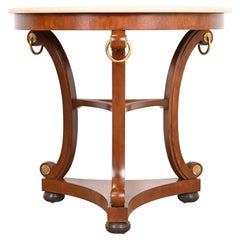 Baker Furniture Stately Homes Regency Carved Mahogany Marble Top Center Table