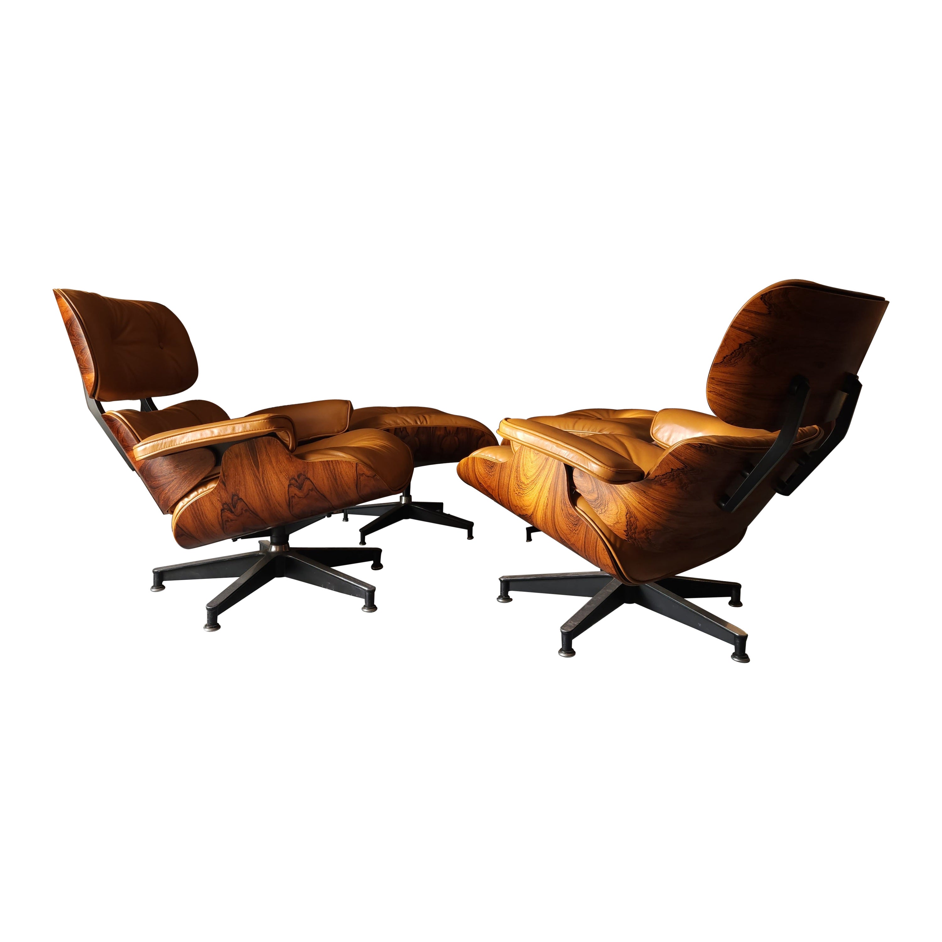 Vintage Eames Lounge Chair and Ottoman 670 671 for Herman Miller, Pair For Sale at 1stDibs
