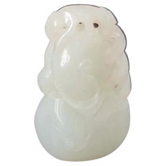 Used White Jade Double Gourd Pendant, Qing Dynasty