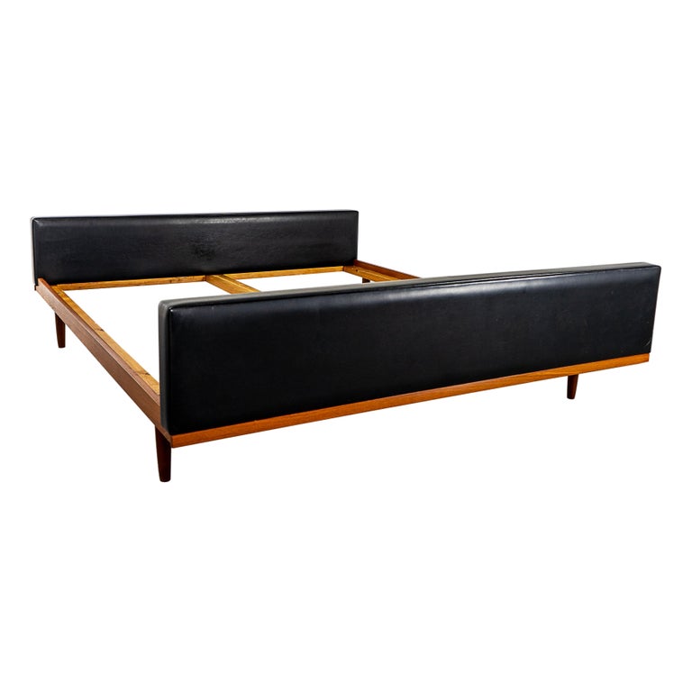 Teak and Vinyl *European Queen Size Frame For Sale at 1stDibs