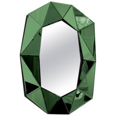 Grand miroir émeraude avec diamants