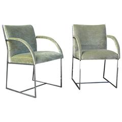 Mid-Century Modern Chrome Armchairs in the Style of Milo Baughman 2