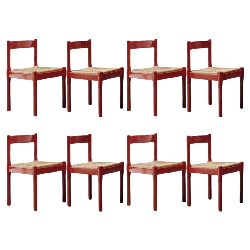 Vico Magistretti "Carimate" Dining Chairs for Cassina, 1960, Set of 8 For Sale