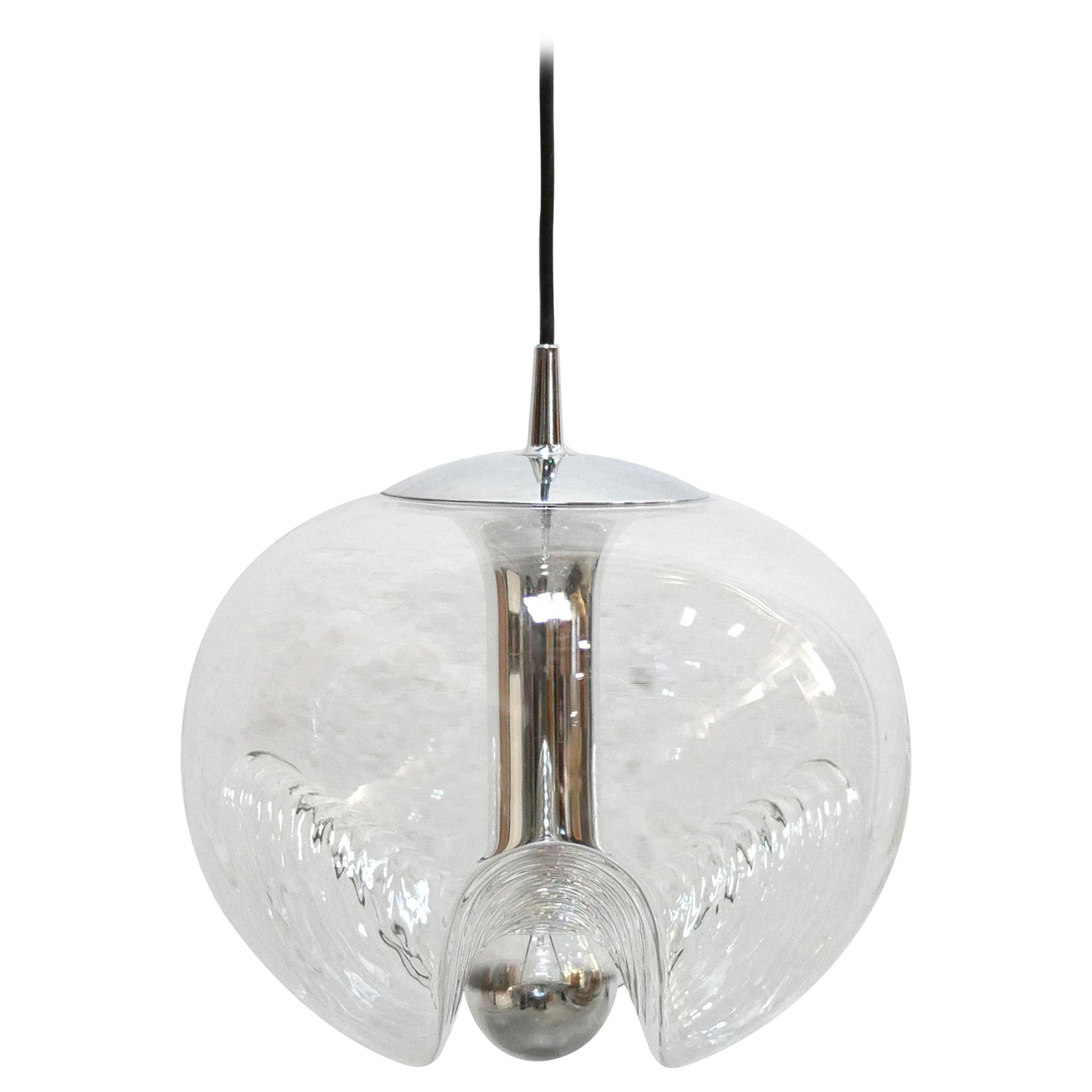 Vintage Glass Wave Pendant Lamp by Koch and Lowy for Peill and Putzler Editions