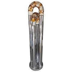 Mid-Century Modern Ring Floor Lamp Murano Glass Metal by Mazzega, Italy, 1970s