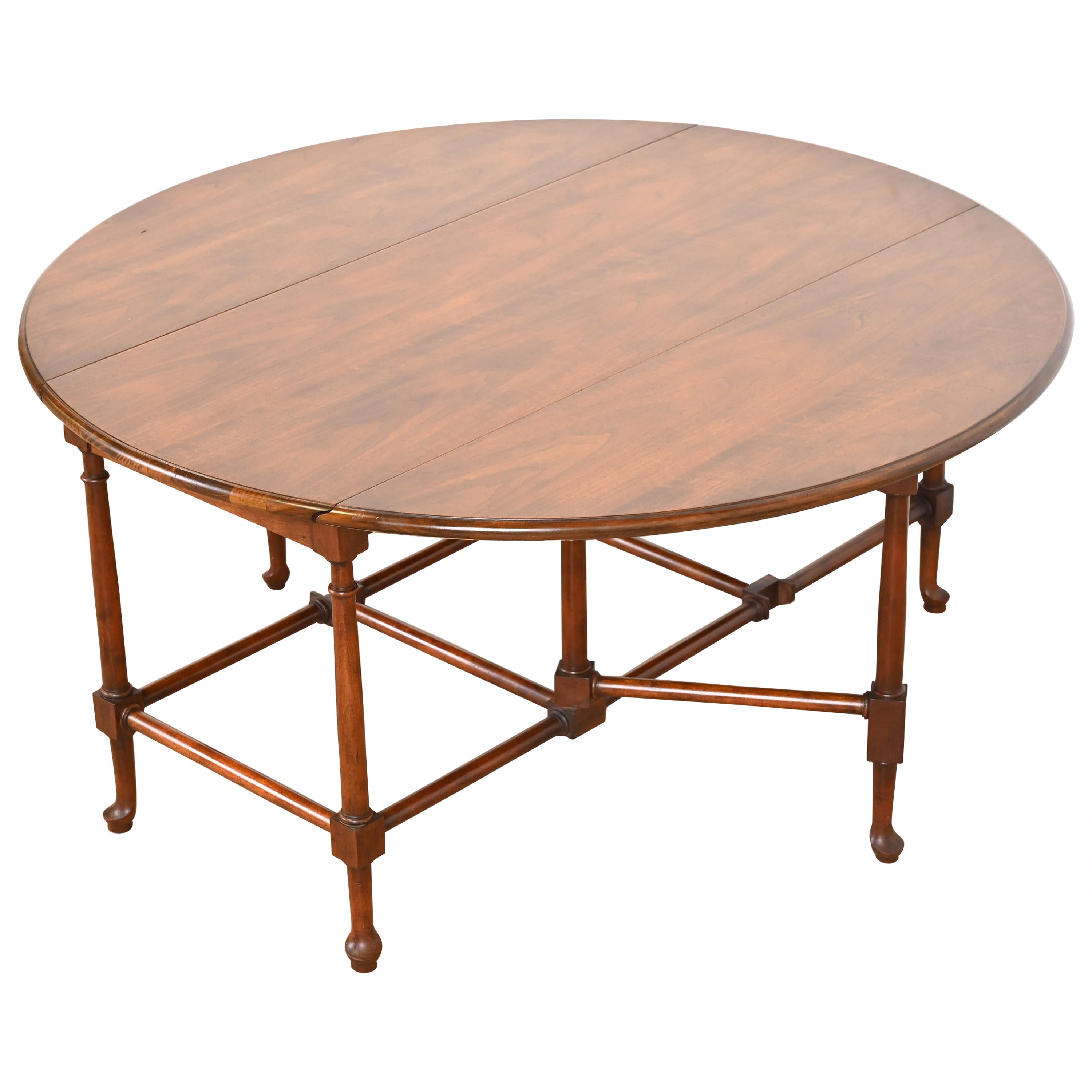 Baker Furniture Queen Anne Walnut Drop Leaf Coffee Table For Sale