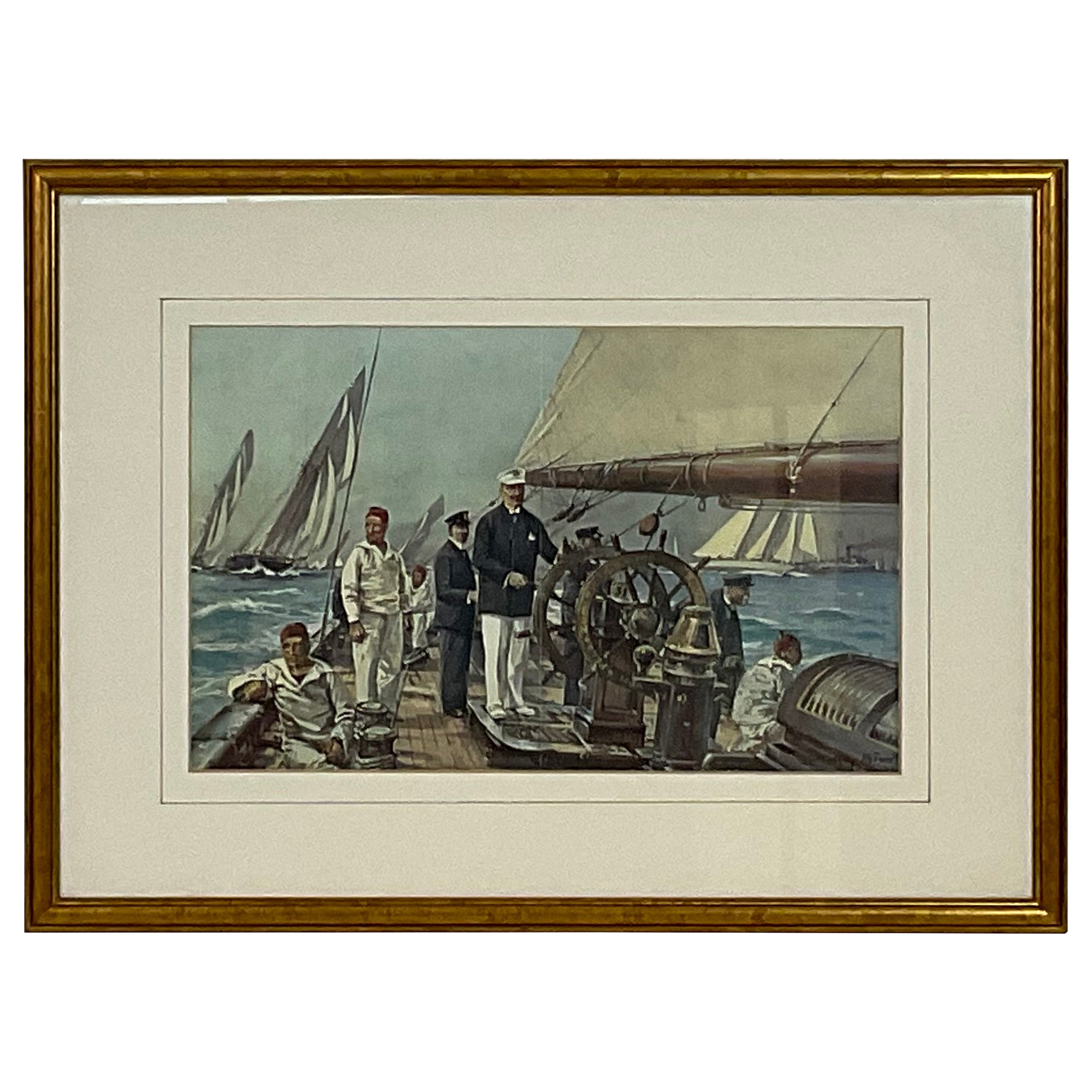 Yachting Print showing Yacht Meteor For Sale