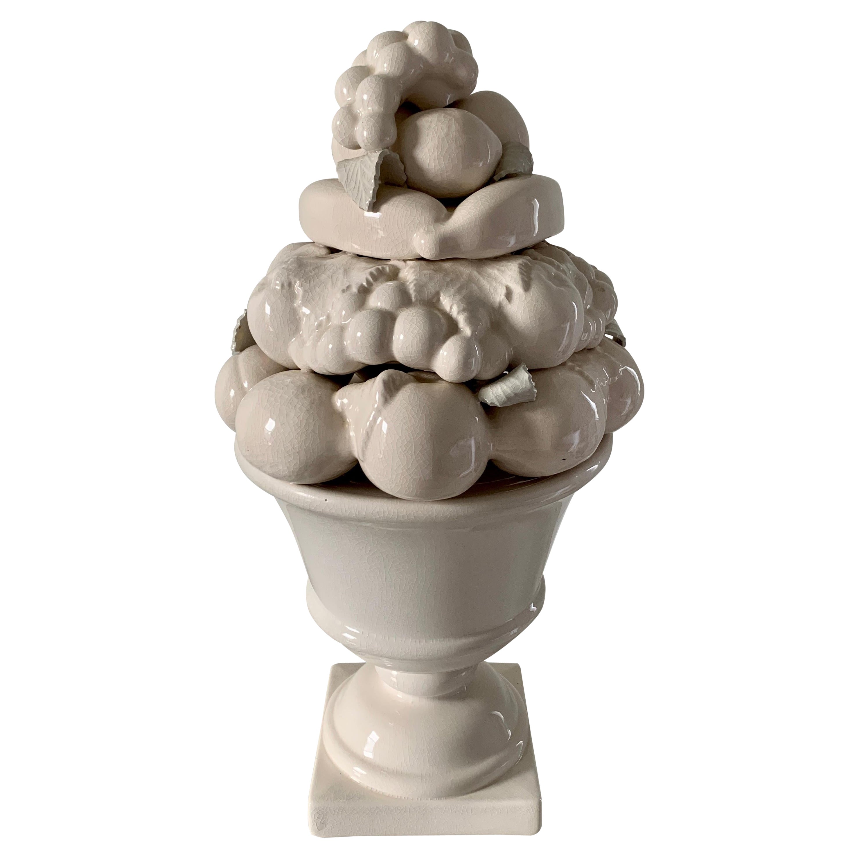 Mid-20th Century, White Glazed Ceramic Fruit Topiary For Sale