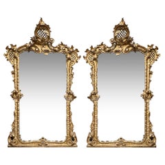 Large Pair 19th Century Gesso Wall Mirrors, circa 1860