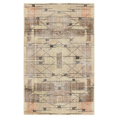 Vintage Zeki Müren Teppich in Beige-Braun mit geometrischen Mustern von Rug & Kilim