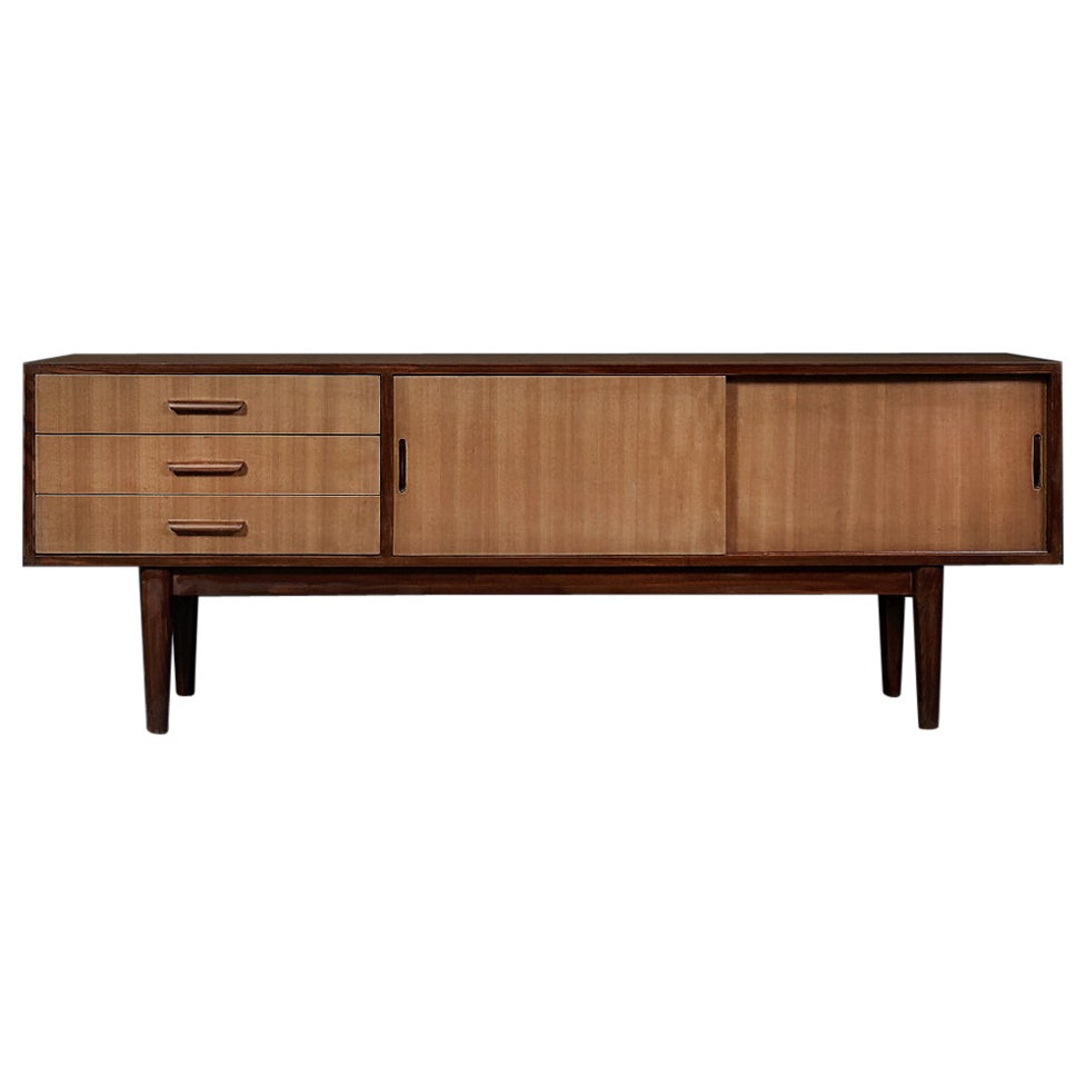 Classic Vintage Mid-Century Scandinavian Modern Mahogany Sideboard with Drawers  For Sale