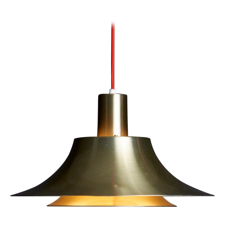 Gold Anodized Aluminum Pendant Lamp, 1970s For Sale at 1stDibs