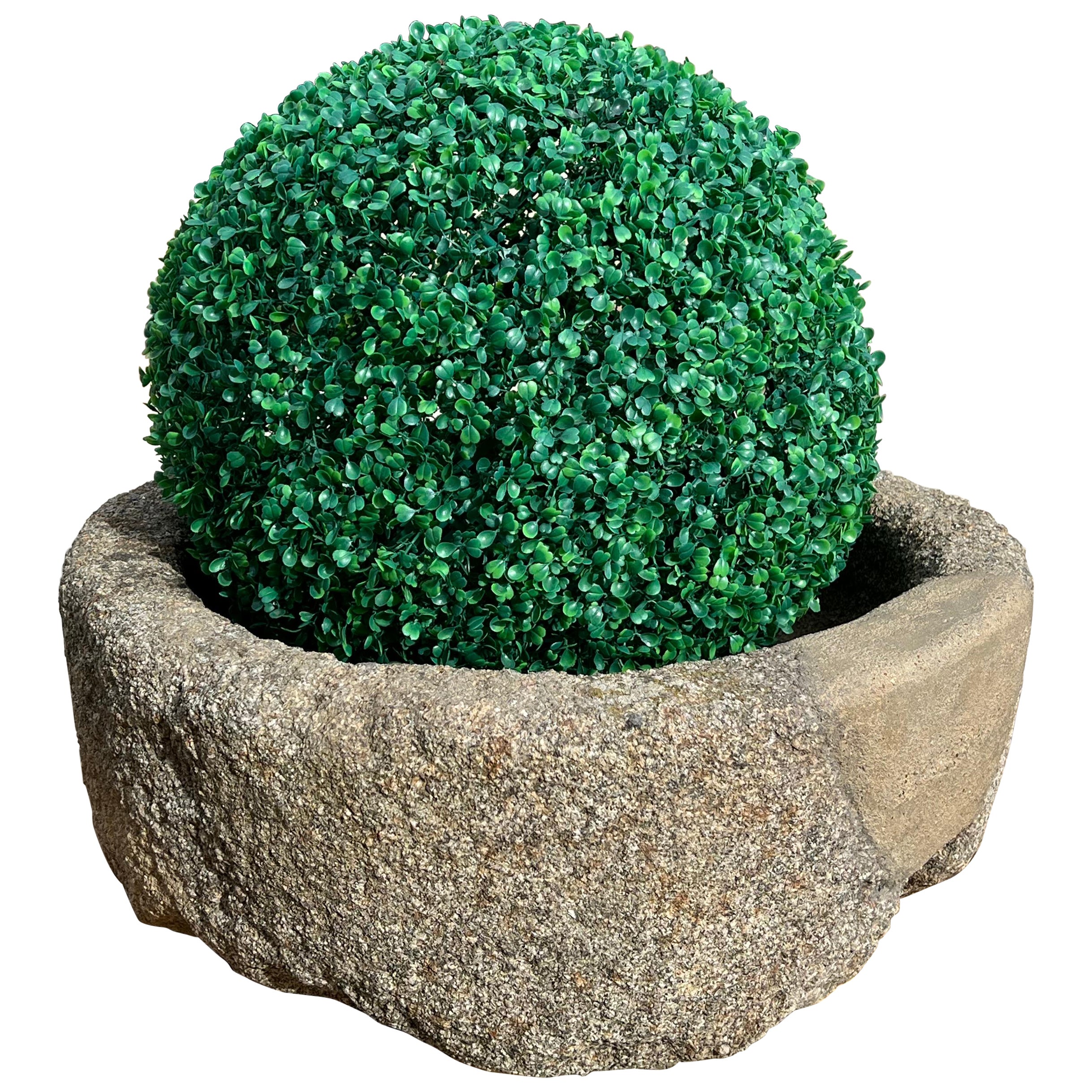 Fregadero de piedra de molino o artesa de granito de Normandía, Francia, circa 1860