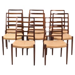 Set of 8 Dining Chairs by Neils Otto Moller, Mod 82, Rio Palisander