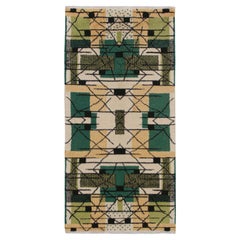 Vintage Zeki Müren Runner in Beige, Gold & Green Patterns by Rug & Kilim