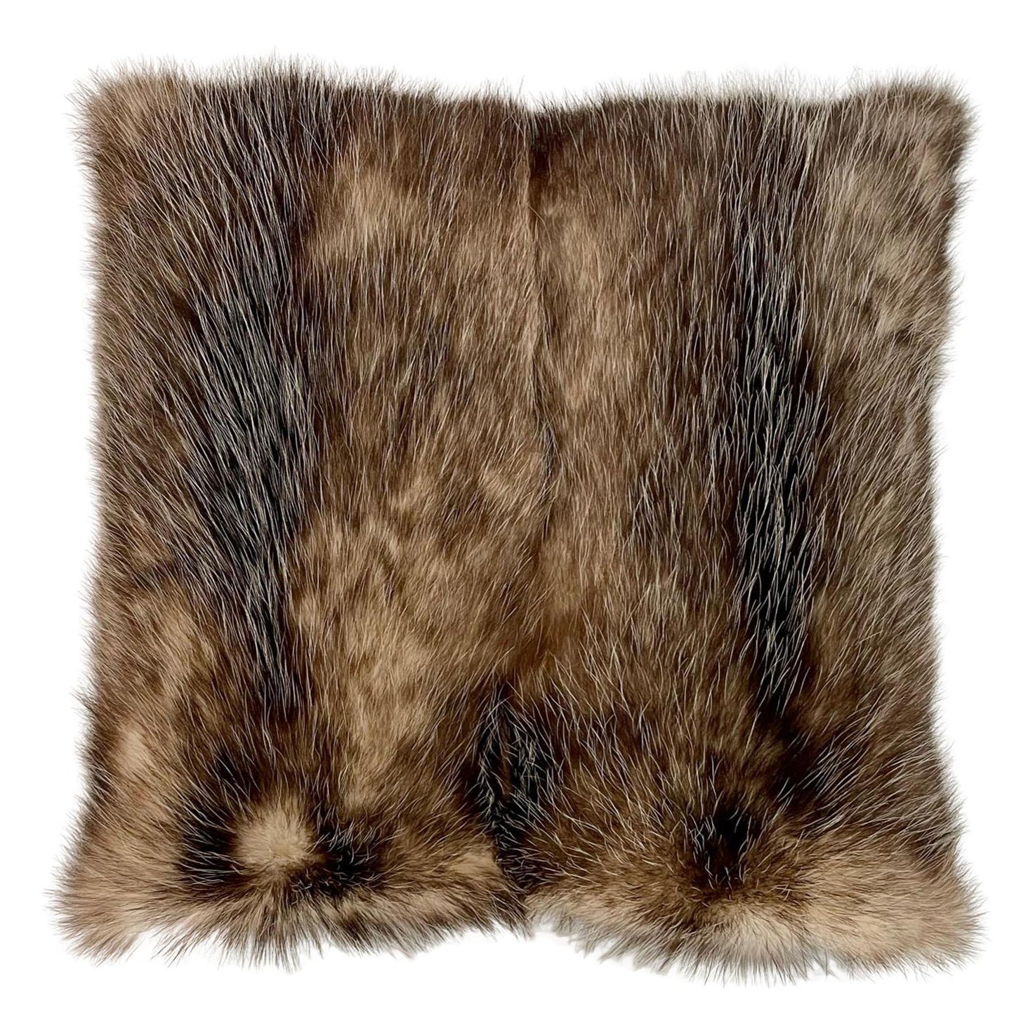 Fur Cushion with Cotton / Down Feather Insert, Opossum For Sale