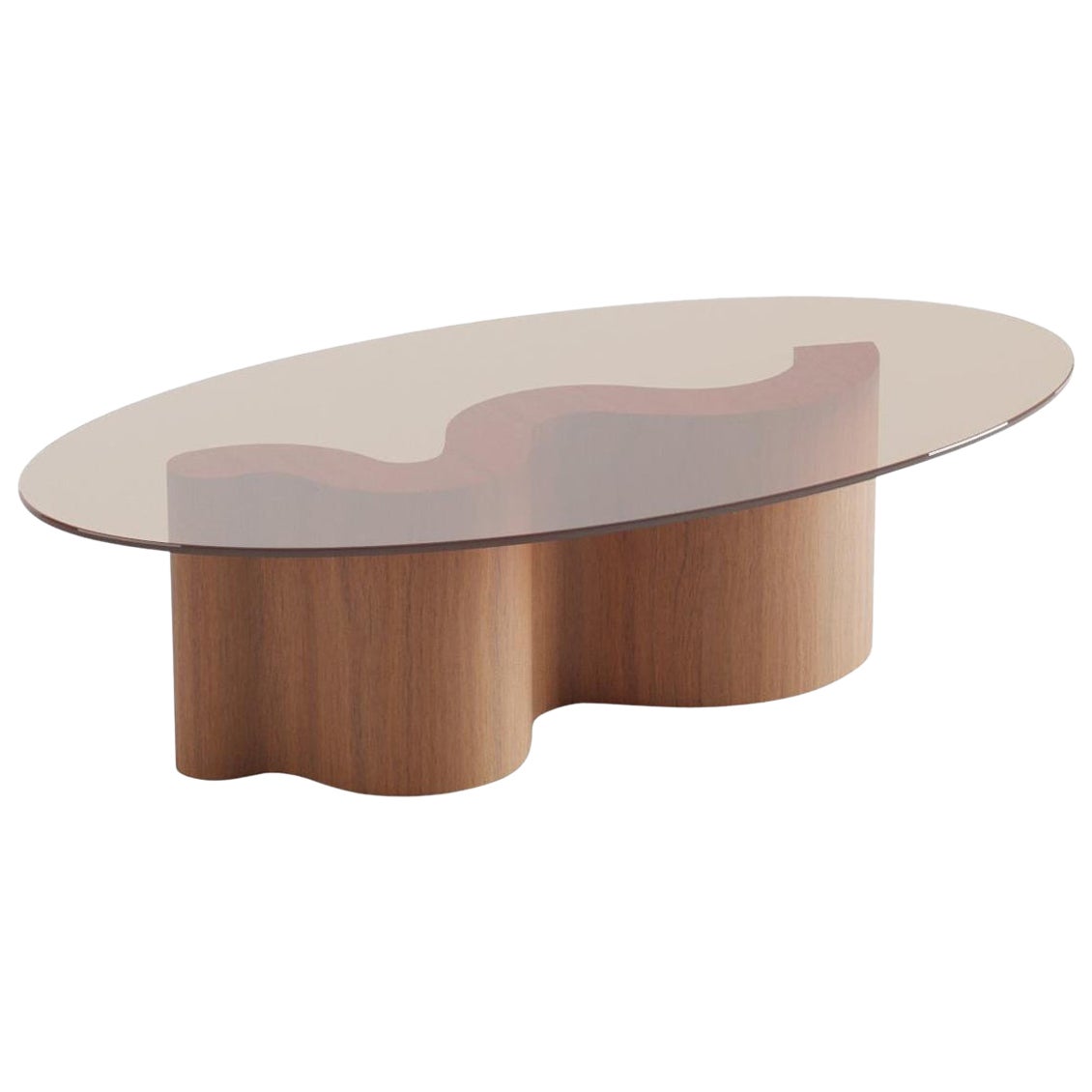 WaveWoo Coffee Table with Tinted Glass Top For Sale