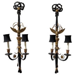 Pair of Mid-Century Italian Hollywood Regency Gilded Sconces