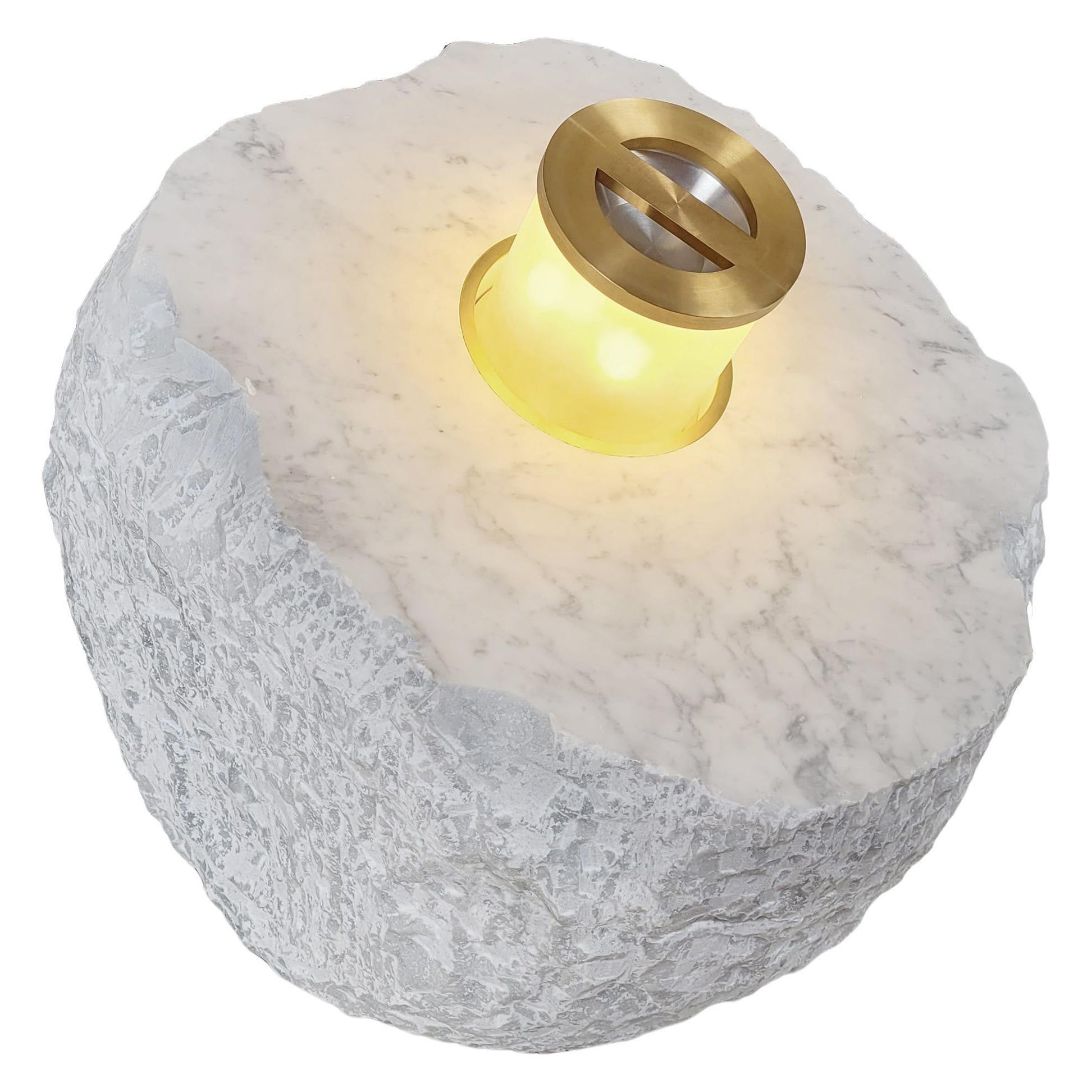 Kinetische skulpturale Stein-Stehlampe aus Messing und Marmor von Jan Garncarek