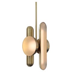 Aurata Sculptural Brass and Frosted Glass Pendant by Jan Garncarek