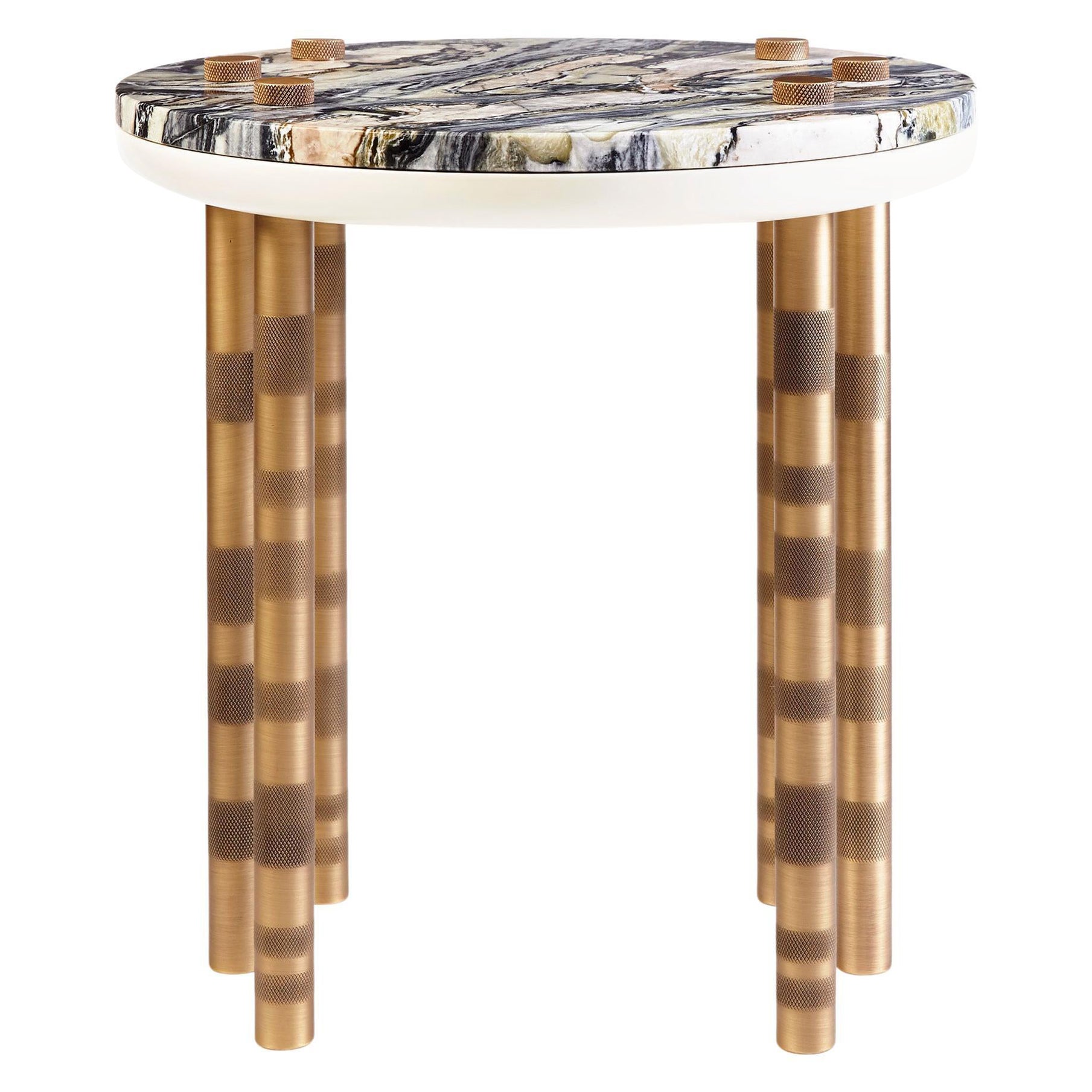 21st Century Ipanema Marble Side Table Brass and Marble Top For Sale at