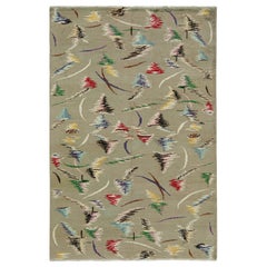 Vintage Zeki Müren Teppich in Teegrün mit polychromen Mustern von Rug & Kilim
